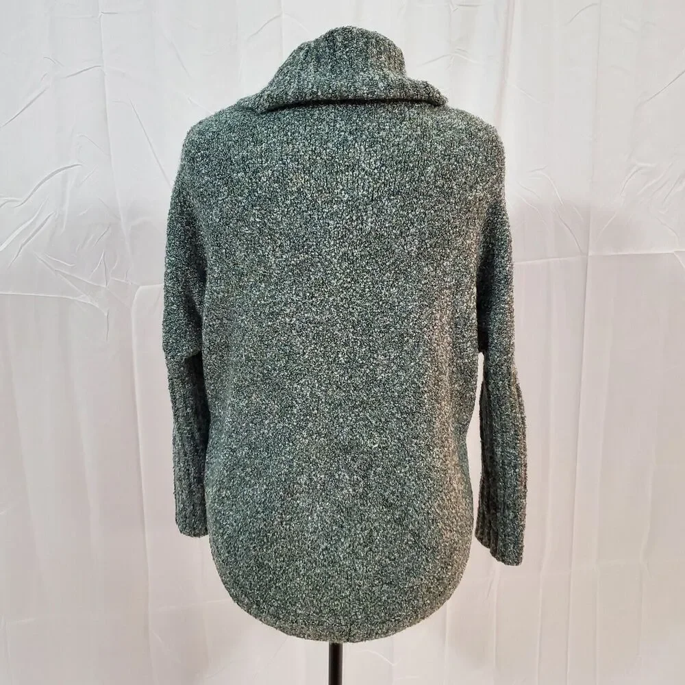 Jones New York Signature Sweater Women's S / M Green Gray Heather Cowl Neck